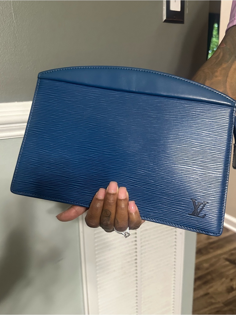 Louis Vuitton Navy Blue Epi Leather Clutch w/ COA
